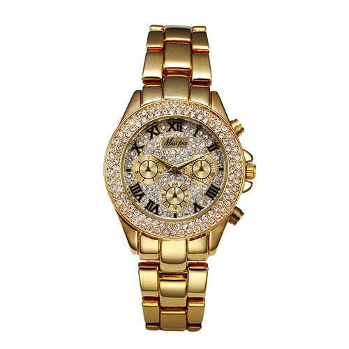 MISSFOX Women Watches Luxury Watch Women Fashion 2020 Fake Chronograph Roman Numerals 18K Gold Ladies Watches Quartz Wristwatch